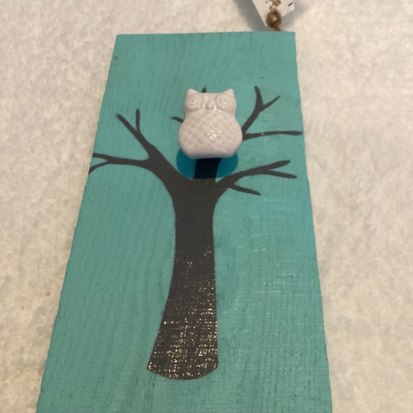 Teal Wooden Handmade Owl Wall Hanging with Hardware - New w/tags - Picture 4 of 6